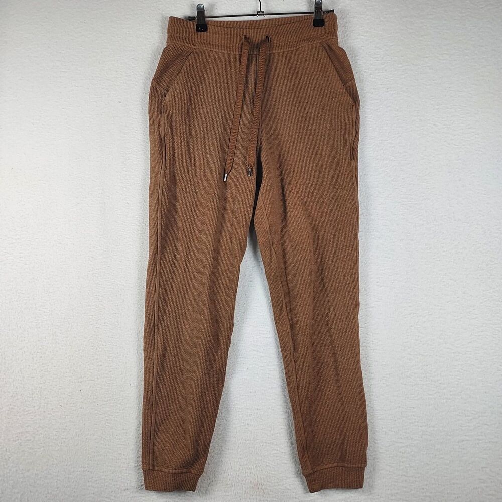 Lululemon Womens Brown Textured Joggers Thermal Waffle Lounge Pants Size 6